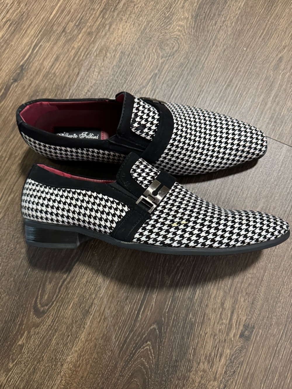 Alberto Fellini Mens Rogan Slip On Loafer Shoe Sz 10  Black White Houndstooth